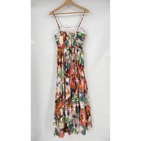 Hutch | NWT Bethy Blush Messy Rainbow Watercolor Floral Maxi Dress XS - Picture 4 of 11